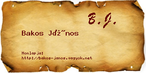 Bakos János névjegykártya